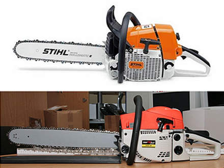 : Вверху: оригинал STIHL MS 440Внизу: грубая подделка без обозначения модели